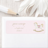 Roze  Rocking Horse Cowgirl Baby shower Etiket (Insitu)