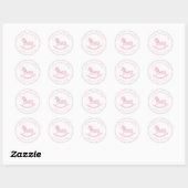 Roze Rocking Horse Girl Baby shower Favoriet Stick Ronde Sticker (Vel)