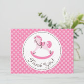 Roze Rocking Horse Hartelijk dank Bedankkaart (Staand voorkant)