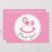 Roze Rocking Horse Hartelijk dank Bedankkaart (Voorkant / Achterkant)