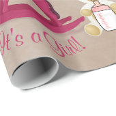Roze Rocking Horse, het is een MEISJE! Cadeaupapier (Rol Hoek)