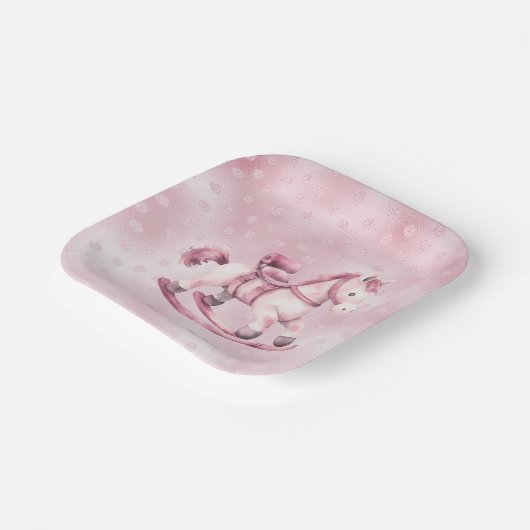 Roze Rocking Horse Paper Bord (Gebogen)