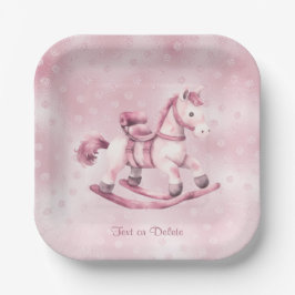 Roze Rocking Horse Paper Bord