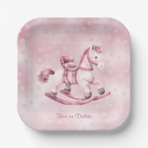 Roze Rocking Horse Paper Bord