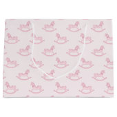 Roze Rocking Horse Pattern Girl Baby shower Groot Cadeauzakje (Voorkant)