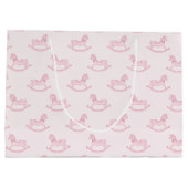 Roze Rocking Horse Pattern Girl Baby shower Groot Cadeauzakje (Achterkant)