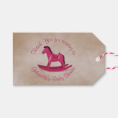 Roze Rocking Paard Baby Meisje Custom Cadeaulabel (Voorkant (Horizontaal))