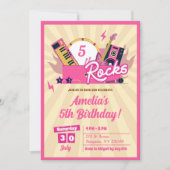 Roze Rocks Verjaardagsmeisje Kaart (Voorkant)