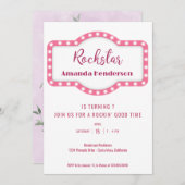 Roze Rockstar verjaardagsuitnodiging Kaart (Voorkant / Achterkant)