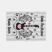 Roze rockster-gitaar met vleugels fleece deken (Voorkant (Horizontaal))