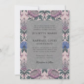 Roze Rococo Barok Bloemen Alles in één bruiloft Kaart (Voorkant)