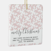 Roze Rococo Merry-kerstscript Keramisch Ornament (Rechts)