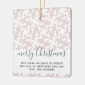 Roze Rococo Merry-kerstscript Keramisch Ornament (Links)
