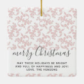 Roze Rococo Merry-kerstscript Keramisch Ornament (Achterkant)