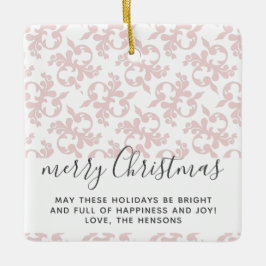 Roze Rococo Merry-kerstscript Keramisch Ornament
