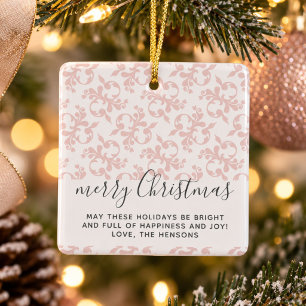 Roze Rococo Merry-kerstscript Keramisch Ornament