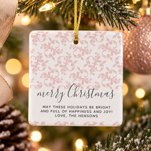 Roze Rococo Merry-kerstscript Keramisch Ornament