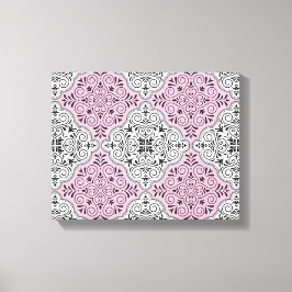 Roze rococo patroon bloemmotief canvas afdruk