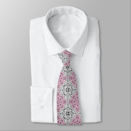 Roze rococo patroon bloemmotief stropdas