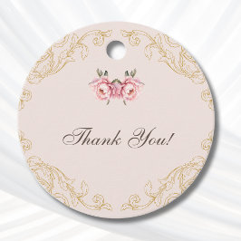 Roze Rococo  pioen Baby shower Dank u Bedankjes Labels