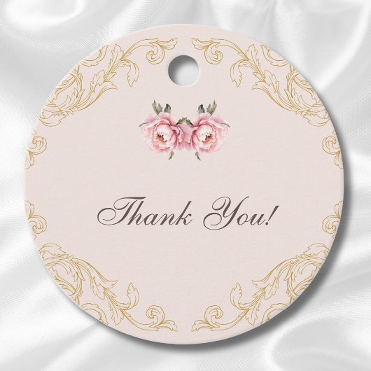Roze Rococo  pioen Vrijgezellenfeest Dank u Bedankjes Labels