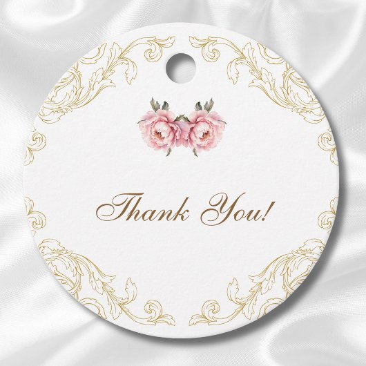 Roze Rococo  pioen Vrijgezellenfeest Dank u Bedankjes Labels