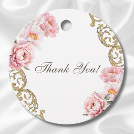 Roze Rococo  pioen Vrijgezellenfeest Dank u Bedankjes Labels