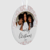Roze Rococo Prettig Kerst Script Foto Ornament (voorkant)