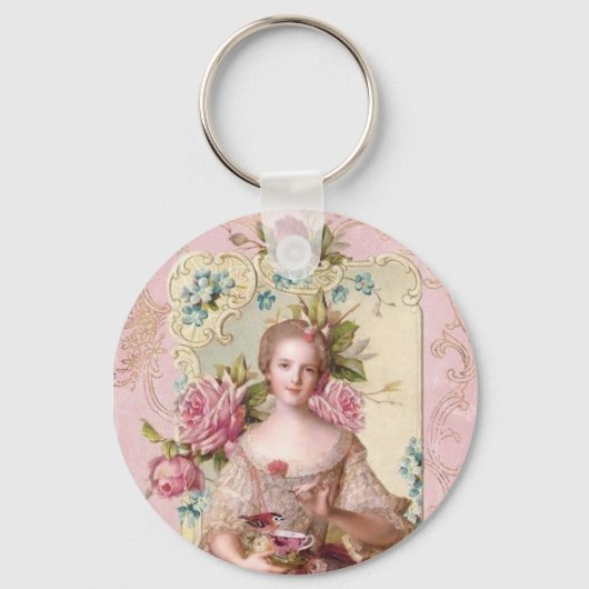 Roze Rococo-Sleutelhanger Sleutelhanger (Voorkant)