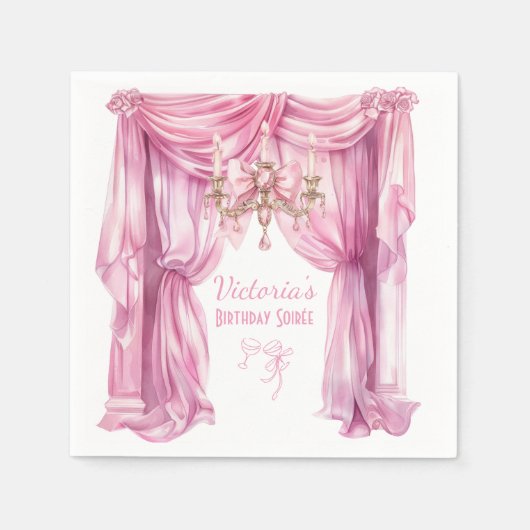 Roze Rococo Soft Renaissance Coquette Party Servet (Voorkant)