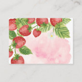 Roze Rode Aardbei Baby shower Luier Raffle Informatiekaartje (Achterkant)