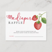 Roze Rode Aardbei Baby shower Luier Raffle Informatiekaartje (Voorkant)