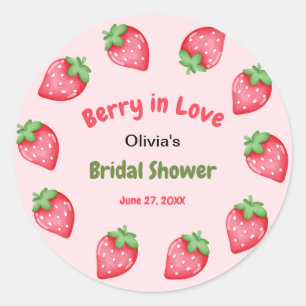 Roze & Rode Aardbei Berry in Love Bruiloft Ronde Sticker