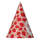 Roze Rode Aardbei Eerste Verjaardag Aardbei Eerst Feesthoedjes (Links)