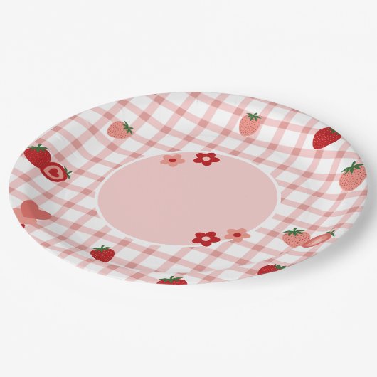 Roze, rode aardbei en bloem Bord (Gekanteld)