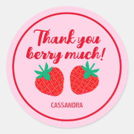 Roze rode aardbei Hartelijk dank Berry Ronde Sticker