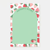 Roze Rode Aardbei Patroon Green Arch Naam toevoege Post-it® Notes (Voorkant)