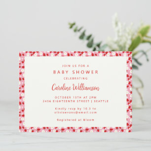  Roze Rode Aardbeien Bloem Baby shower Kaart