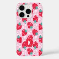 Roze Rode Aardbeien Bloemmotief Monogram