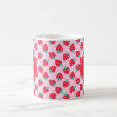 Roze Rode Aardbeien Bloemmotief Monogram Koffiemok (Center)