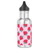 Roze Rode Aardbeien Bloemmotief Monogram Waterfles (Links)