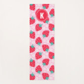 Roze Rode Aardbeien Bloemmotief Monogram Yogamat (Voorkant)