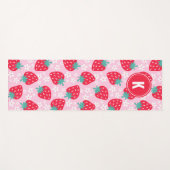 Roze Rode Aardbeien Bloemmotief Monogram Yogamat (Voorkant (horizontaal))