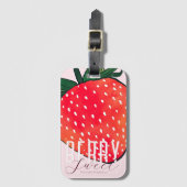 Roze Rode Aardbeienbessen Zoet Bagagelabel (Voorkant (verticaal))