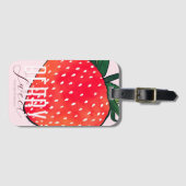 Roze Rode Aardbeienbessen Zoet Bagagelabel (Voorkant (horizontaal))