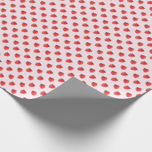 Roze Rode Aardbeienbessen Zoet Cadeaupapier (Hoek)