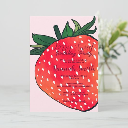 Roze Rode Aardbeienbessen Zoet Kaart (Staand voorkant)