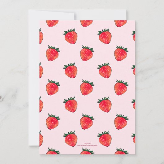 Roze Rode Aardbeienbessen Zoet Kaart (Achterkant)