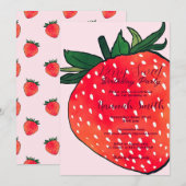 Roze Rode Aardbeienbessen Zoet Kaart (Voorkant / Achterkant)