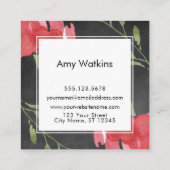 Roze rode Abstracte Rozen Buds Chalkboard Achtergr Vierkante Visitekaartje (Achterkant)